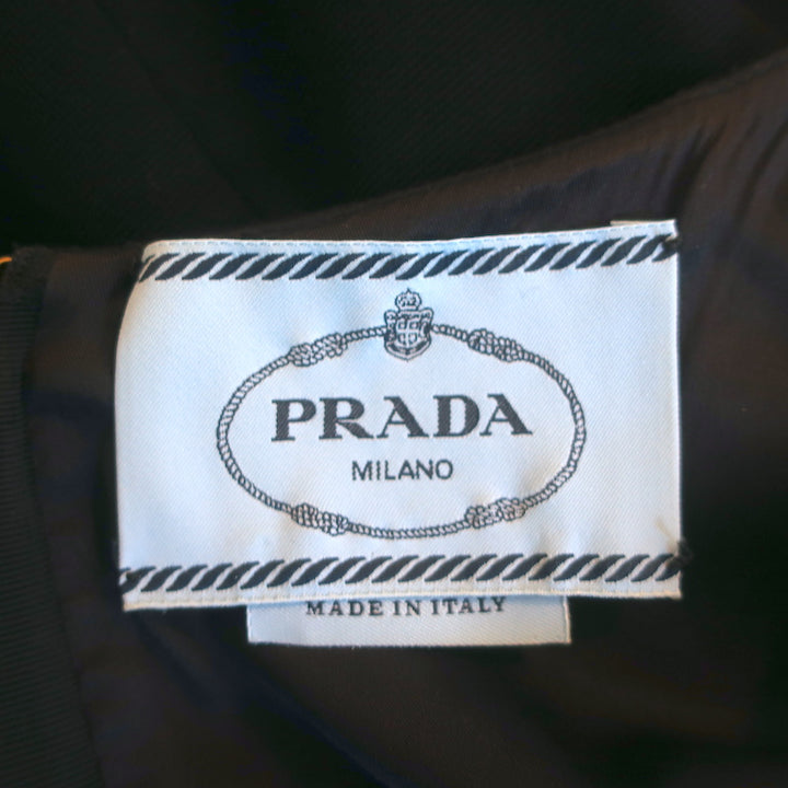 Prada Bow Pocket Mini Dress Black Size 40 Sleeveless Sheath