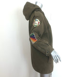 Saint Laurent Glitter Patch Military Parka Jacket Army Green Size 36