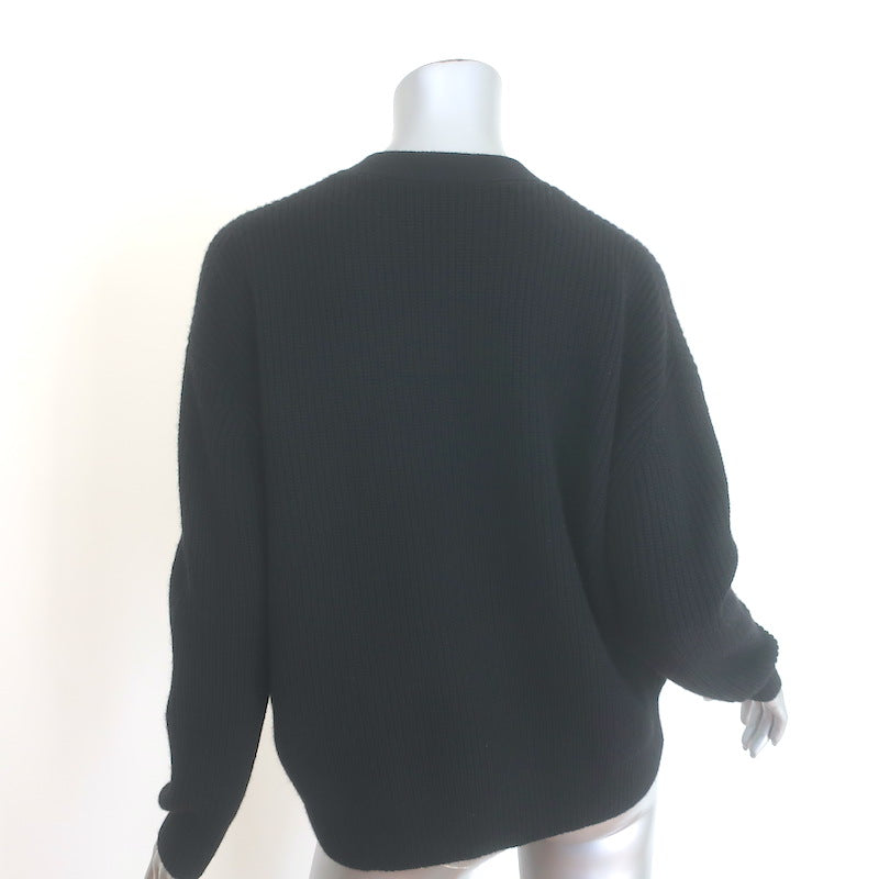 Jenni Kayne Cropped Cashmere Cocoon Cardigan Black Ribbed Knit Size Extra Small