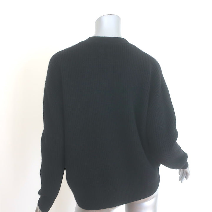 Jenni Kayne Cropped Cashmere Cocoon Cardigan Black Ribbed Knit Size Extra Small