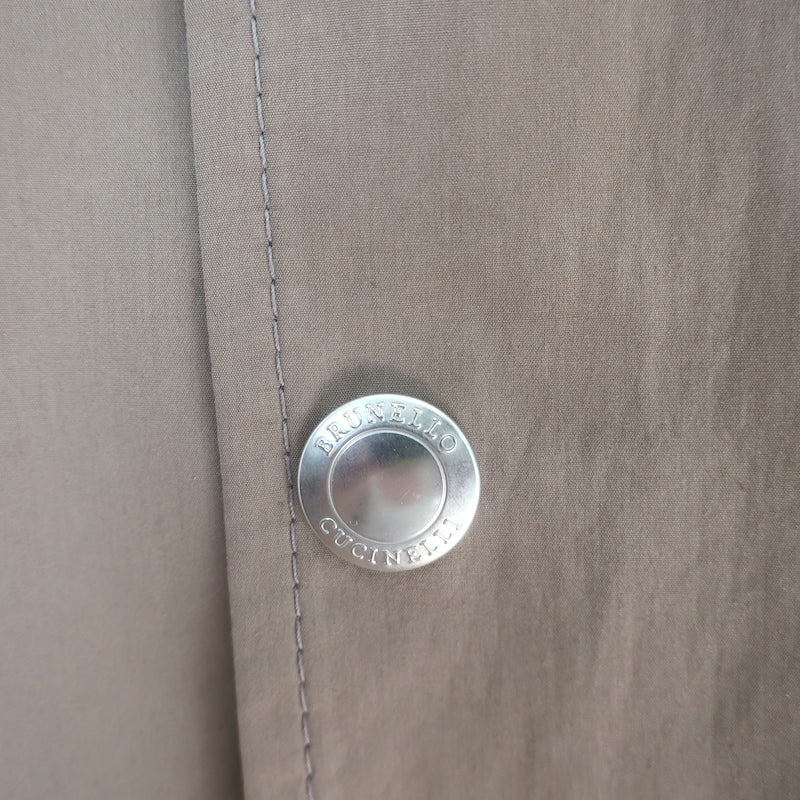 Brunello Cucinelli Contrast-Ribbed Bomber Jacket Tan Cotton Size 52