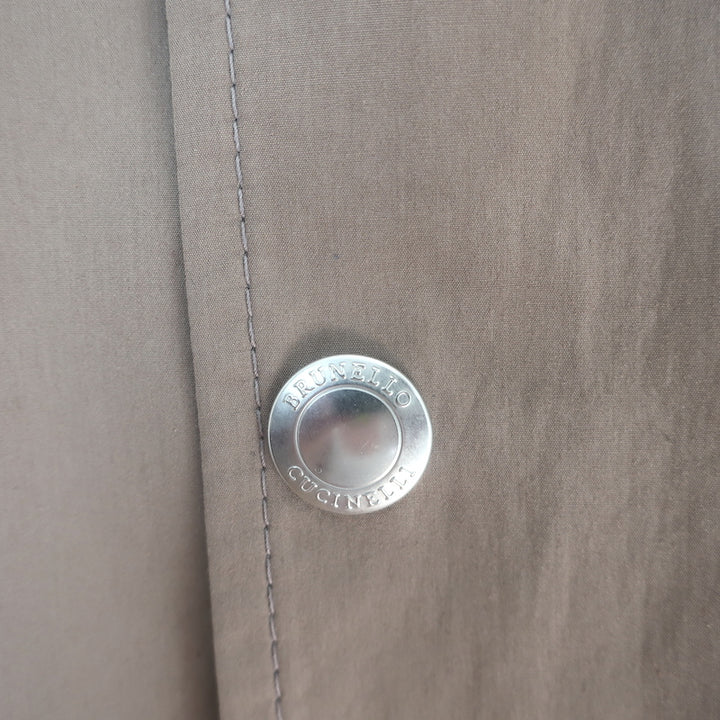 Brunello Cucinelli Contrast-Ribbed Bomber Jacket Tan Cotton Size 52
