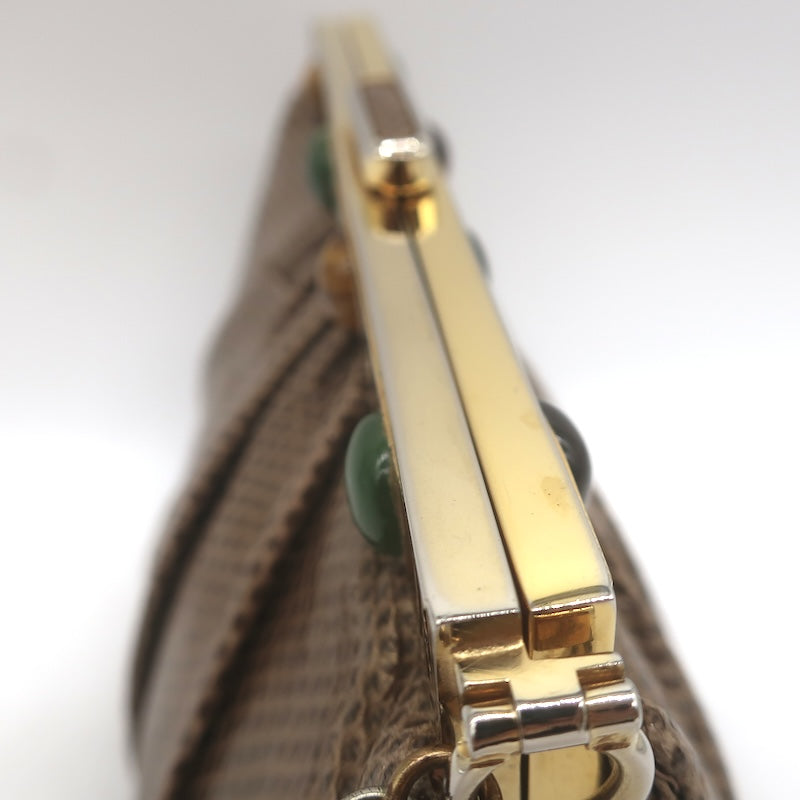Vintage Judith Leiber Jeweled Lizard Skin Mini Chain Strap Bag Brown