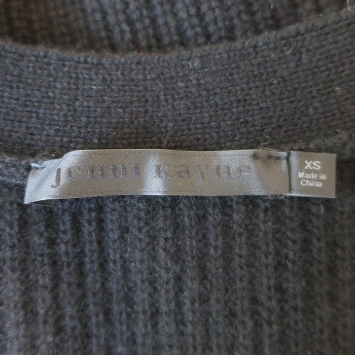 Jenni Kayne Cropped Cashmere Cocoon Cardigan Black Ribbed Knit Size Extra Small