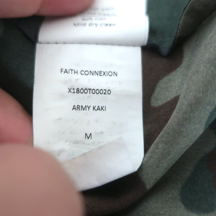 Faith Connexion Camouflage Print Shirt Army Green Size Medium Long Sleeve Blouse