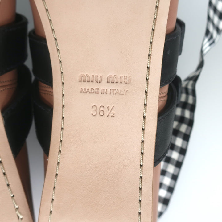 Miu Miu Buckled Ankle Tie Ballet Flats Pink Leather Size 36.5 NEW