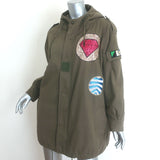 Saint Laurent Glitter Patch Military Parka Jacket Army Green Size 36