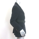 Dries Van Noten Belted Blazer Black Wool-Blend Size 40 Layered-Lapel Jacket