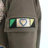 Saint Laurent Glitter Patch Military Parka Jacket Army Green Size 36