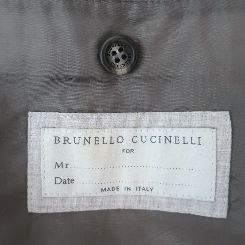 Brunello Cucinelli Contrast-Ribbed Bomber Jacket Tan Cotton Size 52