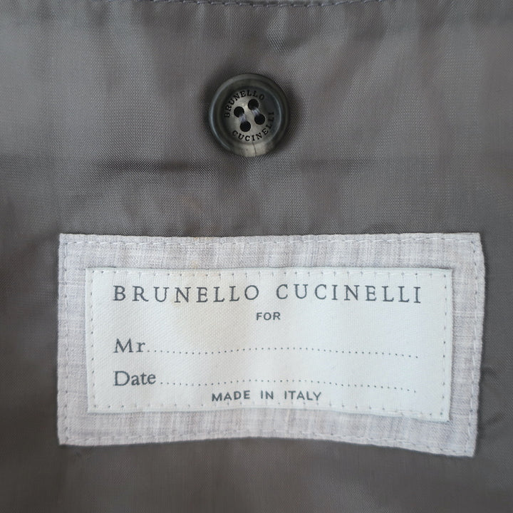 Brunello Cucinelli Contrast-Ribbed Bomber Jacket Tan Cotton Size 52