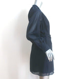 Rebecca Taylor Long Sleeve Mini Dress Navy Cotton-Silk Size Small NEW