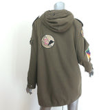 Saint Laurent Glitter Patch Military Parka Jacket Army Green Size 36