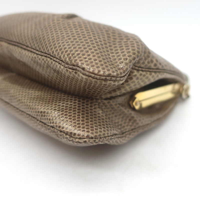 Vintage Judith Leiber Jeweled Lizard Skin Mini Chain Strap Bag Brown