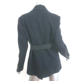 Dries Van Noten Belted Blazer Black Wool-Blend Size 40 Layered-Lapel Jacket