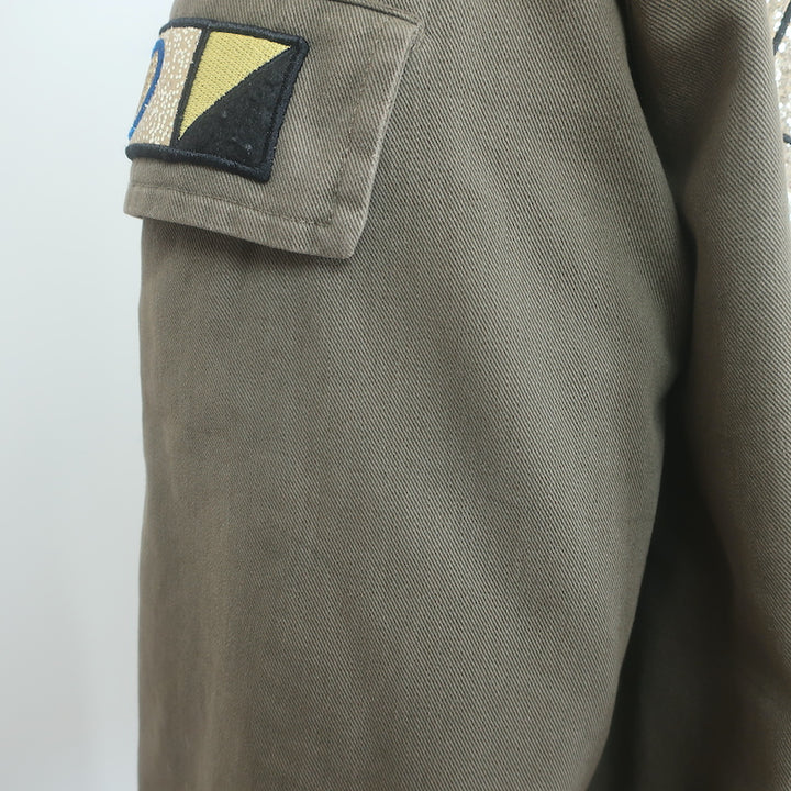 Saint Laurent Glitter Patch Military Parka Jacket Army Green Size 36