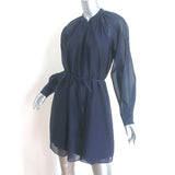 Rebecca Taylor Long Sleeve Mini Dress Navy Cotton-Silk Size Small NEW