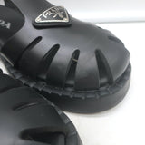 Prada soft-cage rubber fisherman sandals in black, authentic pre-owned designer piece