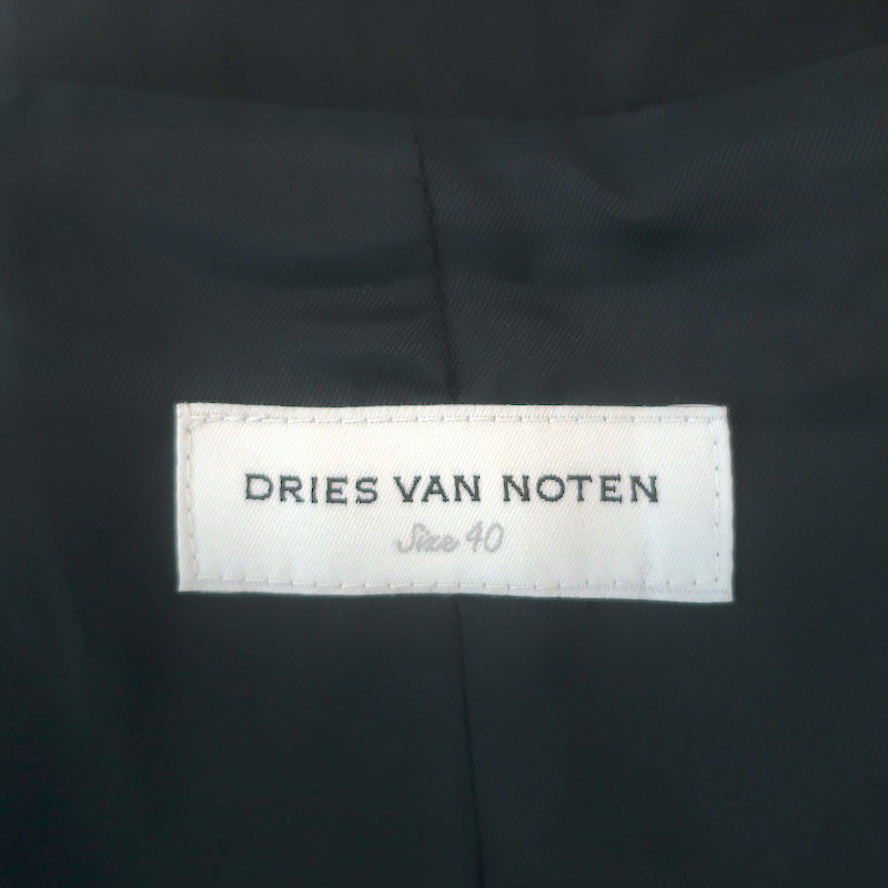 Dries Van Noten Belted Blazer Black Wool-Blend Size 40 Layered-Lapel Jacket