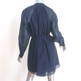 Rebecca Taylor Long Sleeve Mini Dress Navy Cotton-Silk Size Small NEW