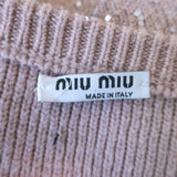 Miu Miu Crystal-Button Sequined Cardigan Blush Wool-Blend Size 42