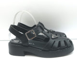 Prada Soft Cage rubber fisherman sandals, black, authentic pre-owned, gently worn, size 35