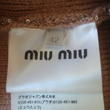 Miu Miu Crystal-Button Sequined Cardigan Blush Wool-Blend Size 42