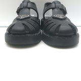 Prada soft-cage rubber fisherman sandals in black, gently pre-owned luxury designer size 35