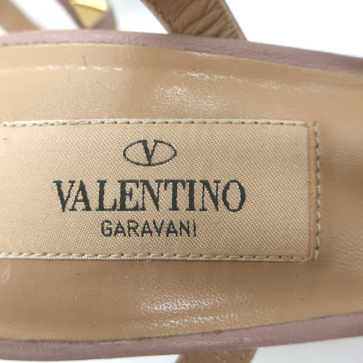 Valentino Rockstud Caged Pumps Poudre Patent Leather Size 36.5 Pointed Toe Heels