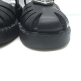 Prada soft-cage rubber fisherman sandals in black, pre-owned gently worn authentic luxury, size 35