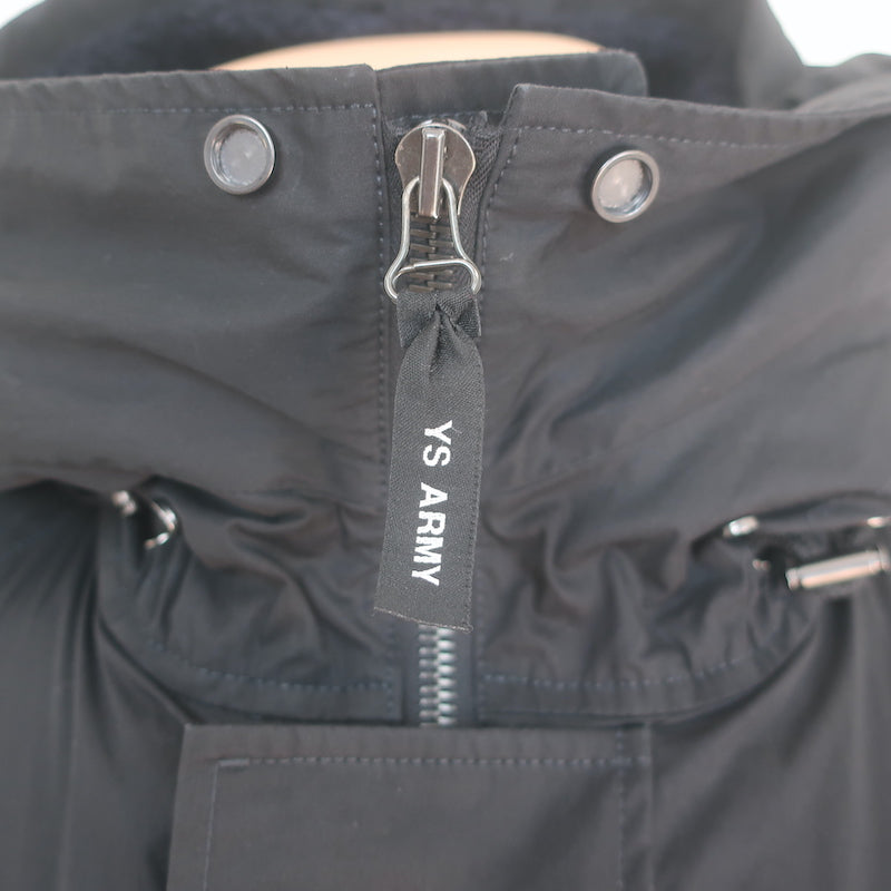 Yves Salomon Shearling &amp; Down-Lined Hooded Parka Black Cotton-Blend Size 50