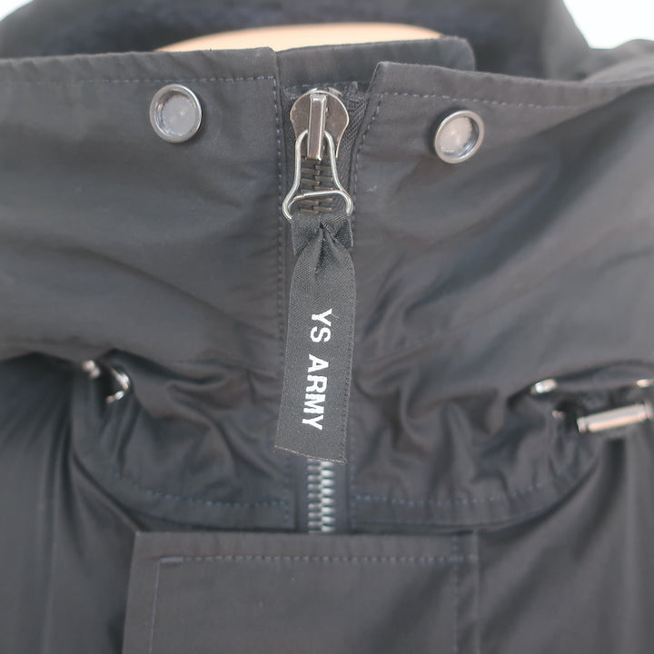Yves Salomon Shearling &amp; Down-Lined Hooded Parka Black Cotton-Blend Size 50