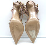 Valentino Rockstud Caged Pumps Poudre Patent Leather Size 36.5 Pointed Toe Heels