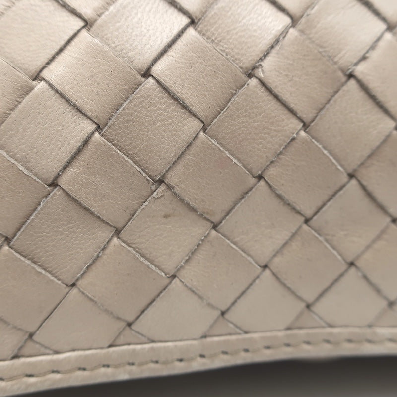 Vintage Bottega Veneta Front Flap Crossbody Bag Beige Intrecciato Leather