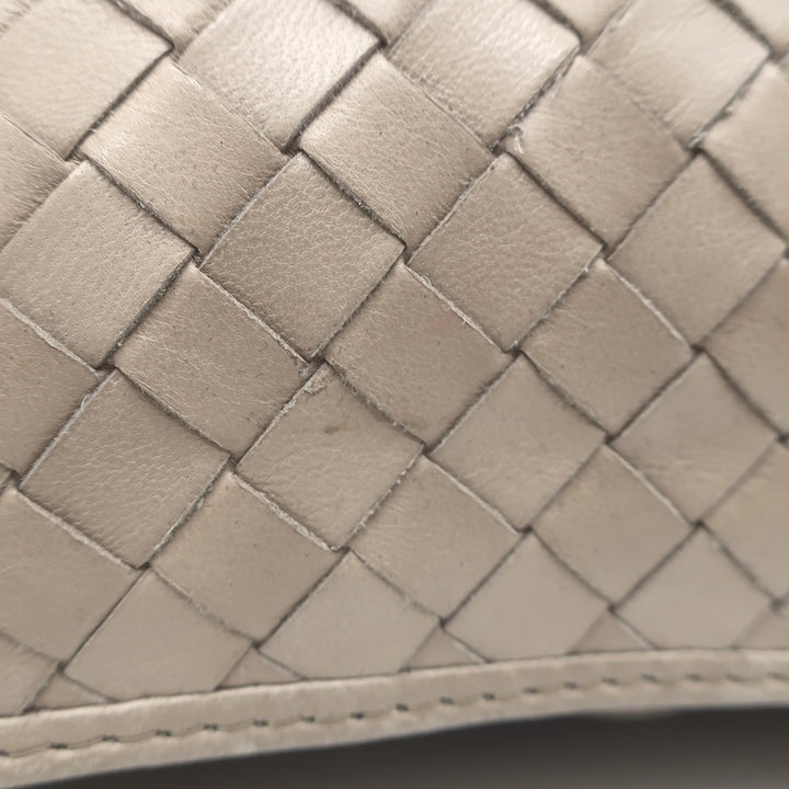 Vintage Bottega Veneta Front Flap Crossbody Bag Beige Intrecciato Leather