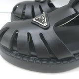 Prada soft-cage rubber fisherman sandals in black, gently pre-owned and authentic, size 35