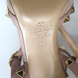 Valentino Rockstud Caged Pumps Poudre Patent Leather Size 36.5 Pointed Toe Heels