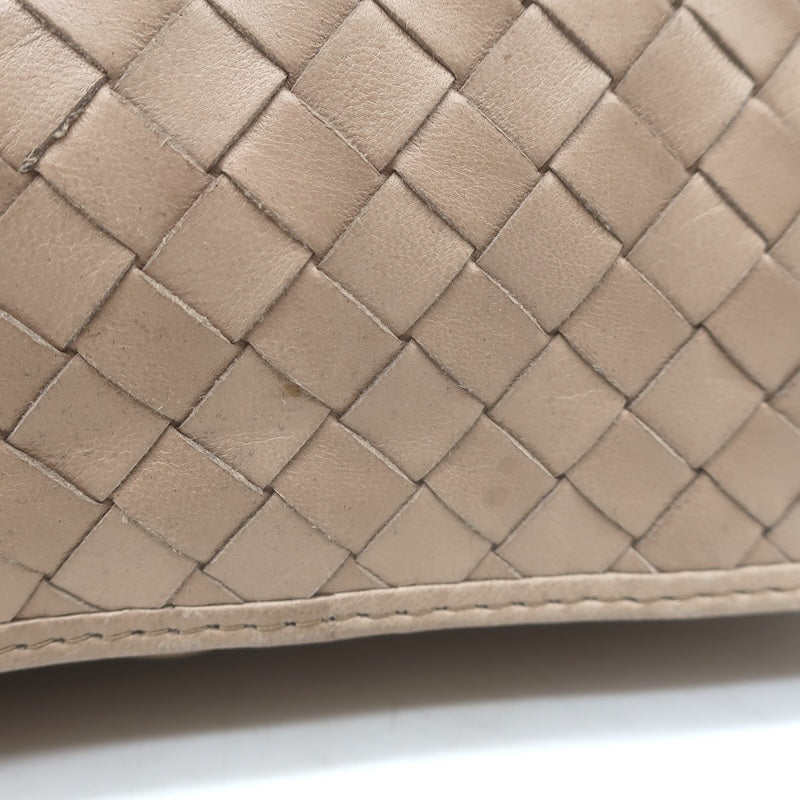 Vintage Bottega Veneta Front Flap Crossbody Bag Beige Intrecciato Leather