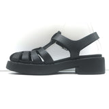 Prada soft-cage rubber fisherman sandals in black, authentic pre-owned pair size 35, gently worn luxury footwear