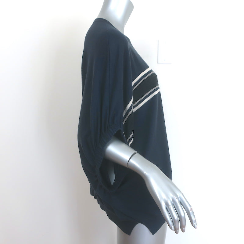 Brunello Cucinelli Cashmere Monili-Striped Dolman Sweater Charcoal Size Medium