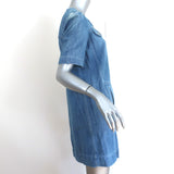 Isabel Marant Etoile Oriane Denim Mini Dress Blue Size 36 Short Sleeve Shift NEW
