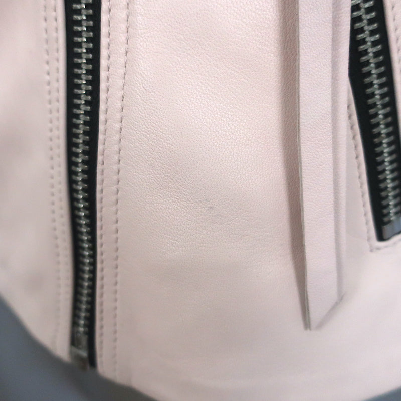AllSaints Dalby Leather Biker Jacket Pale Pink Size US 4