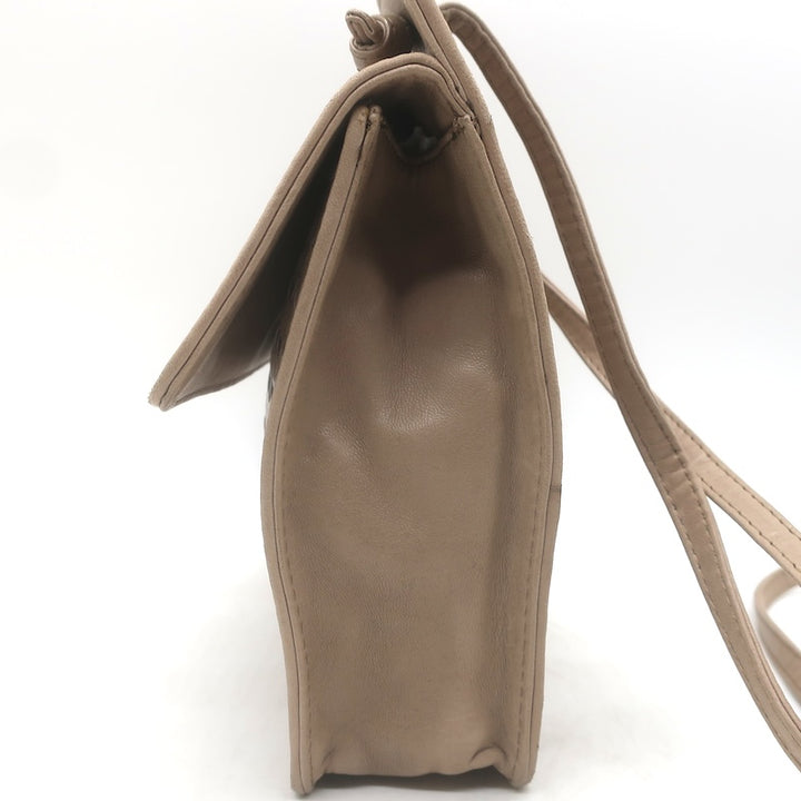 Vintage Bottega Veneta Front Flap Crossbody Bag Beige Intrecciato Leather