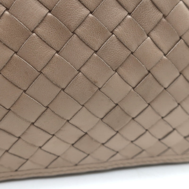 Vintage Bottega Veneta Front Flap Crossbody Bag Beige Intrecciato Leather