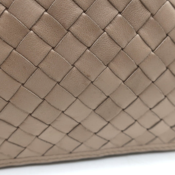 Vintage Bottega Veneta Front Flap Crossbody Bag Beige Intrecciato Leather