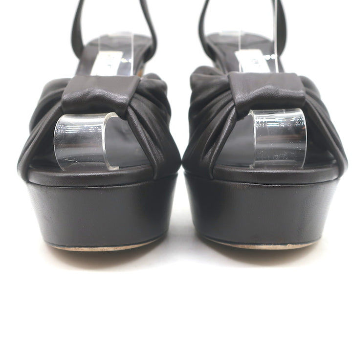 Jimmy Choo Heloise 120 Knotted Platform Sandals Coffee Leather Size 37