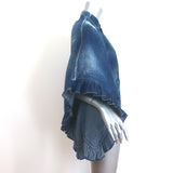 Dsquared2 Lilou Ruffled Paint-Splattered Denim Shirt Dark Blue Size 38