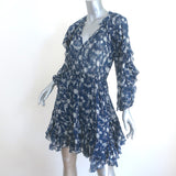 Ulla Johnson Alissa Long Sleeve Mini Dress Navy Floral Print Silk Size 0 NEW