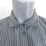 Brunello Cucinelli Monili-Collar Striped Button Down Top Gray/White Size Medium