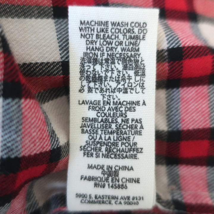 THE GREAT Checked Puff Sleeve Top Red/Ecru Size 0 Button-Up Blouse